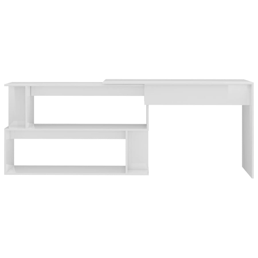 Hoekbureau 200X50X76 Cm Bewerkt Hout Hoogglans wit