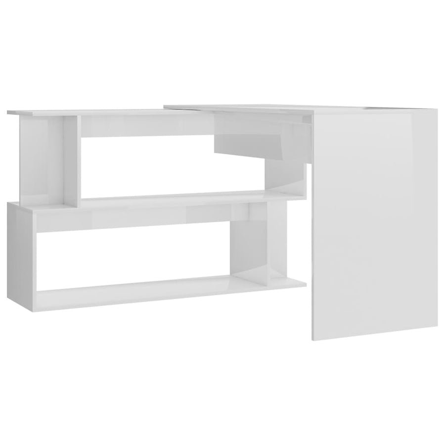 Hoekbureau 200X50X76 Cm Bewerkt Hout Hoogglans wit