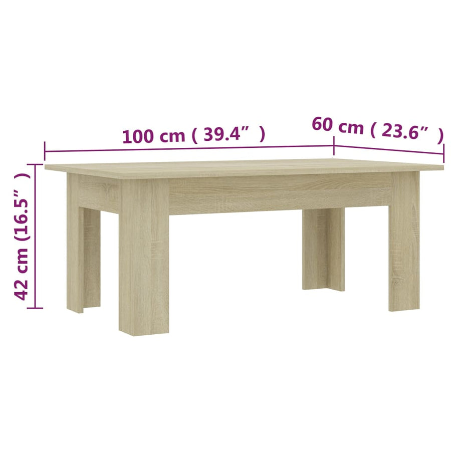 Salontafel 00X60X42 Cm Bewerkt Hout Kleurig Sonoma eiken