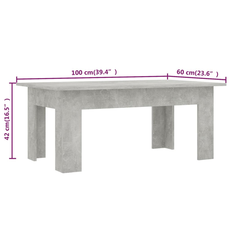 Salontafel 00X60X42 Cm Bewerkt Hout Betongrijs