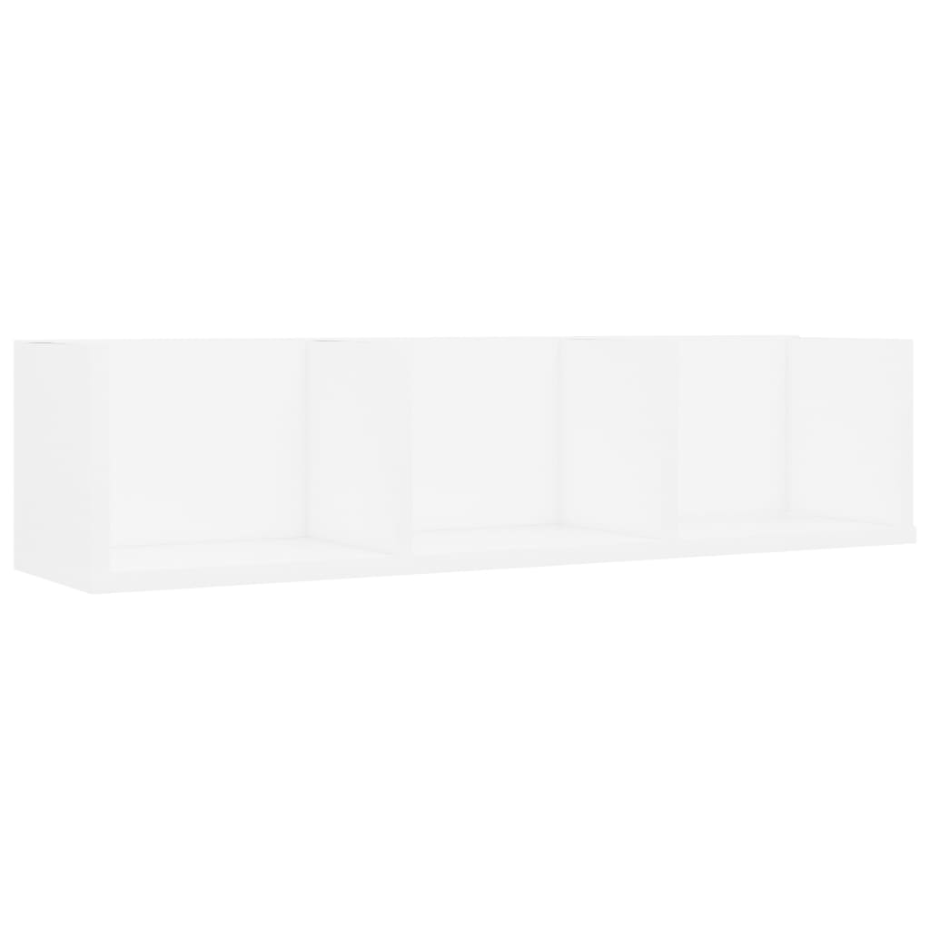 Cd-Wandschap 75X8X8 Cm Bewerkt Hout Wit
