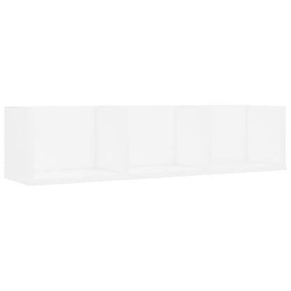 Cd-Wandschap 75X8X8 Cm Bewerkt Hout Wit