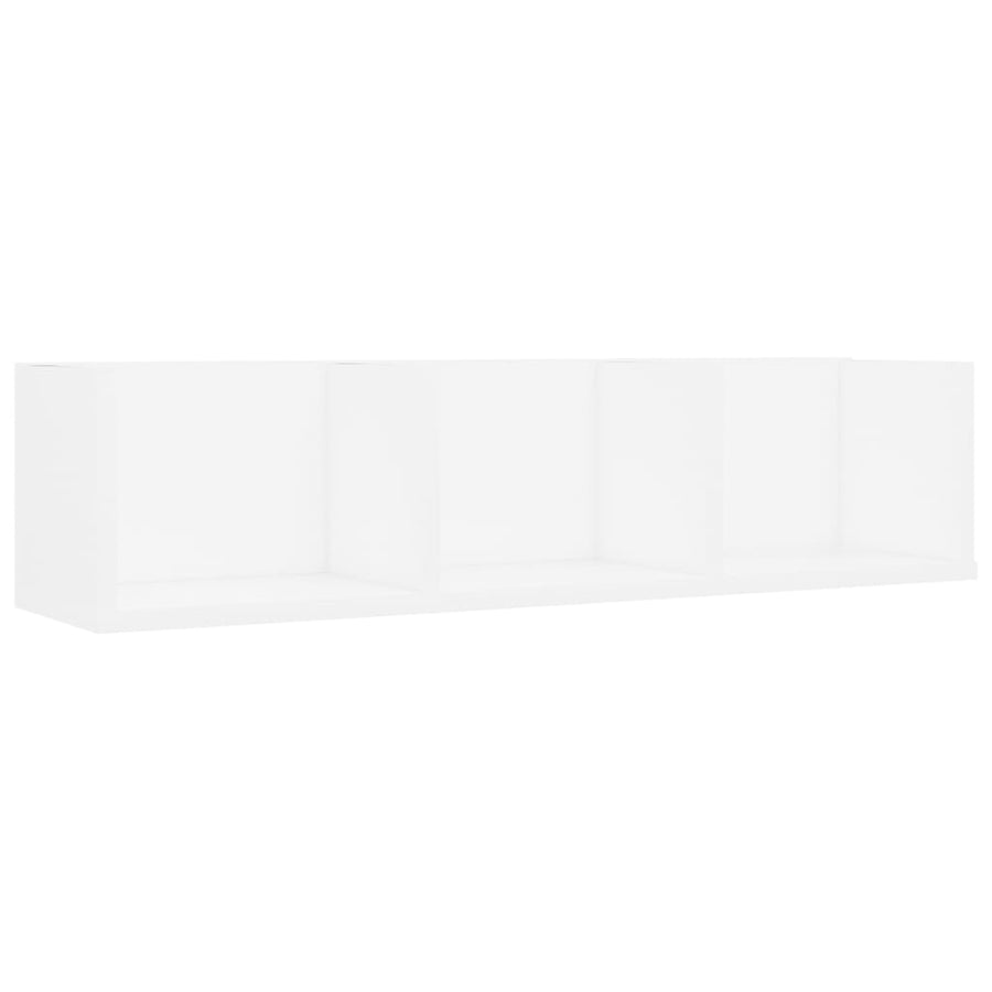 Cd-Wandschap 75X8X8 Cm Bewerkt Hout Wit