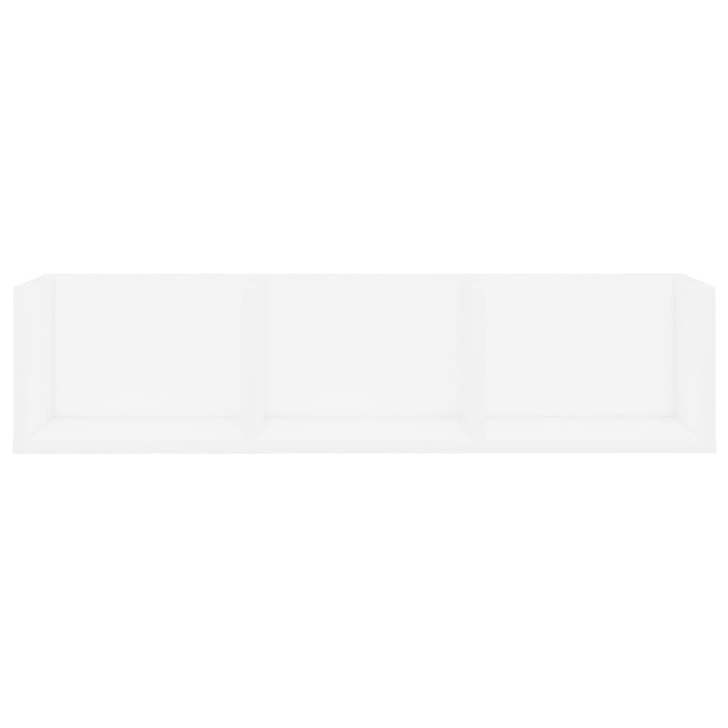 Cd-Wandschap 75X8X8 Cm Bewerkt Hout Wit