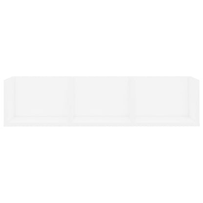 Cd-Wandschap 75X8X8 Cm Bewerkt Hout Wit