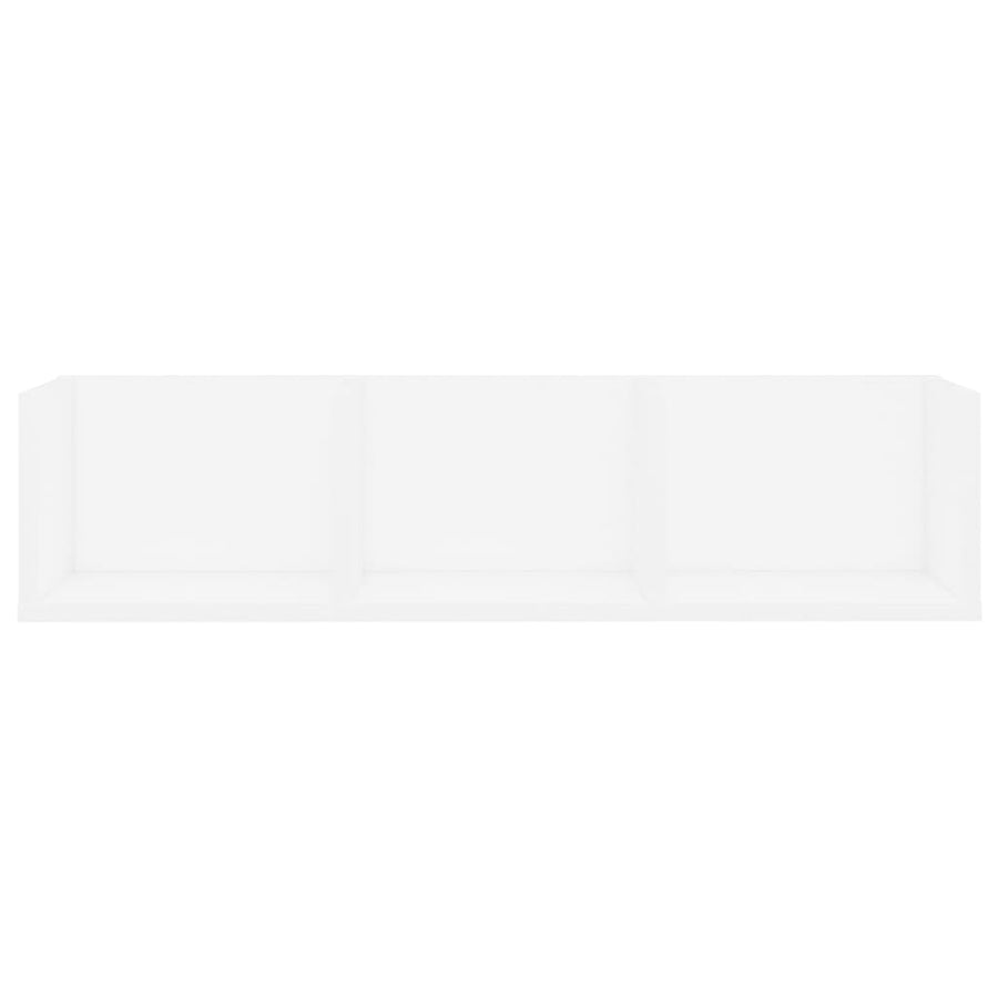 Cd-Wandschap 75X8X8 Cm Bewerkt Hout Wit