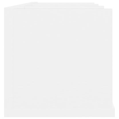 Cd-Wandschap 75X8X8 Cm Bewerkt Hout Wit