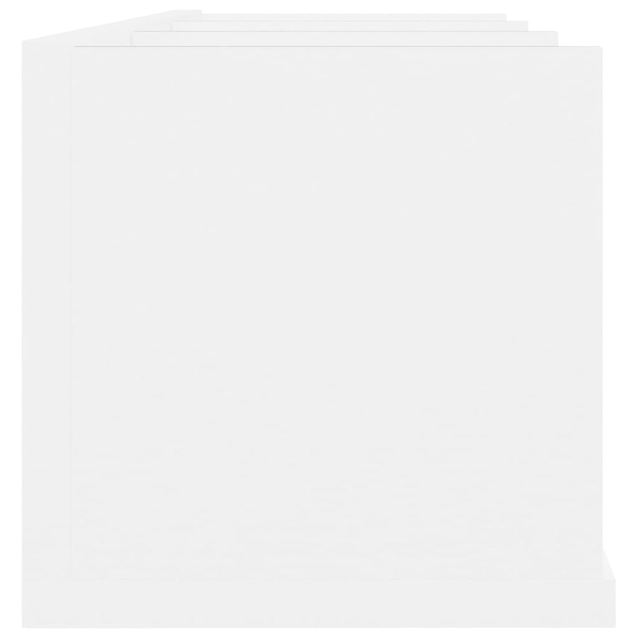 Cd-Wandschap 75X8X8 Cm Bewerkt Hout Wit