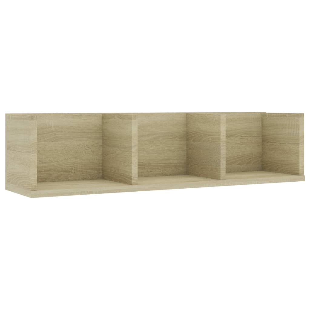 Cd-wandschap 75x18x18 cm bewerkt hout sonoma eikenkleurig Sonoma eiken