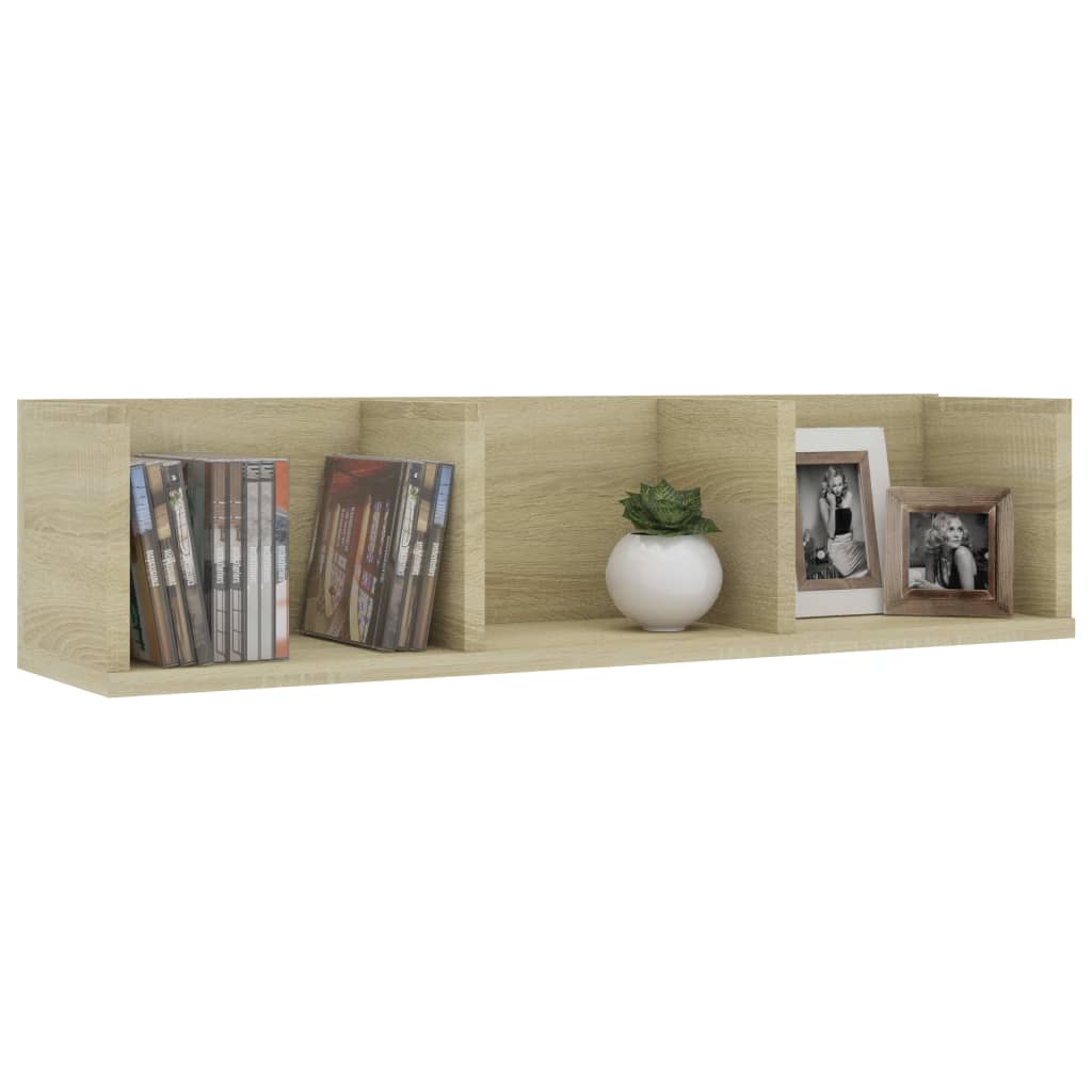 Cd-wandschap 75x18x18 cm bewerkt hout sonoma eikenkleurig Sonoma eiken