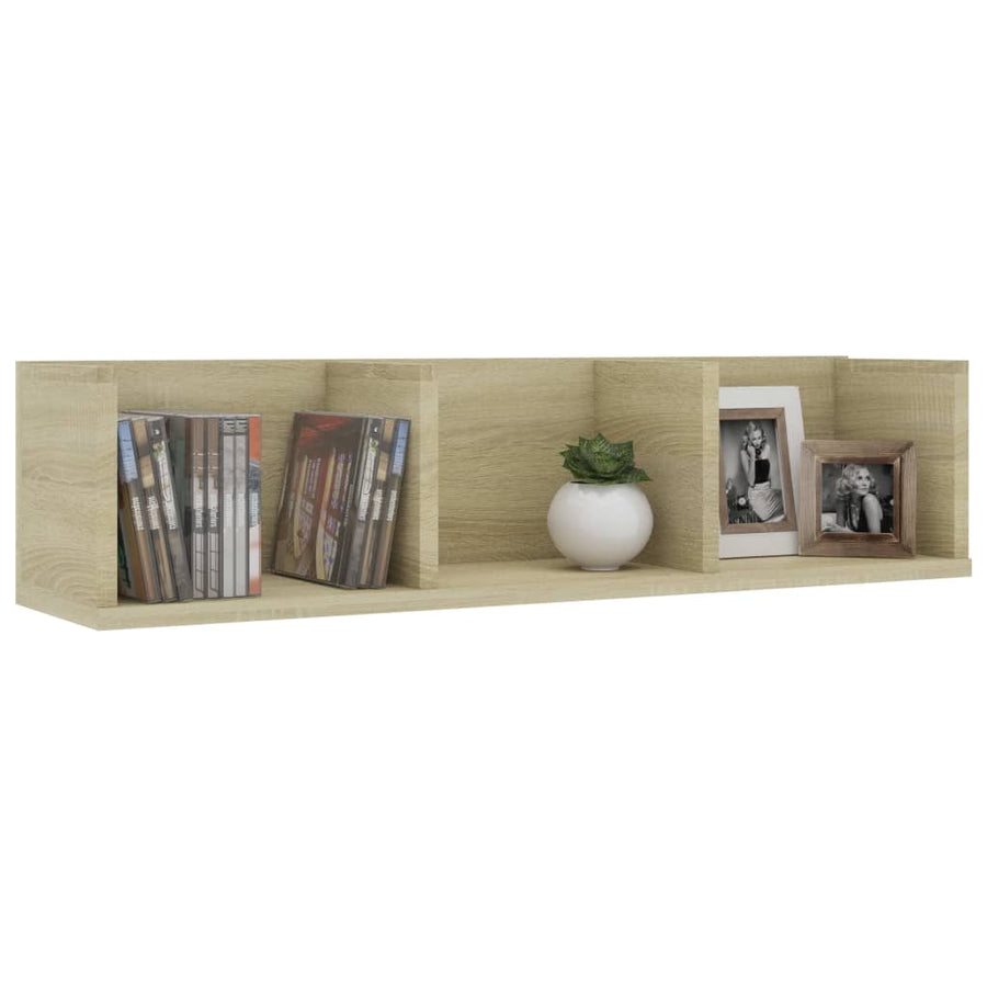 Cd-wandschap 75x18x18 cm bewerkt hout sonoma eikenkleurig Sonoma eiken
