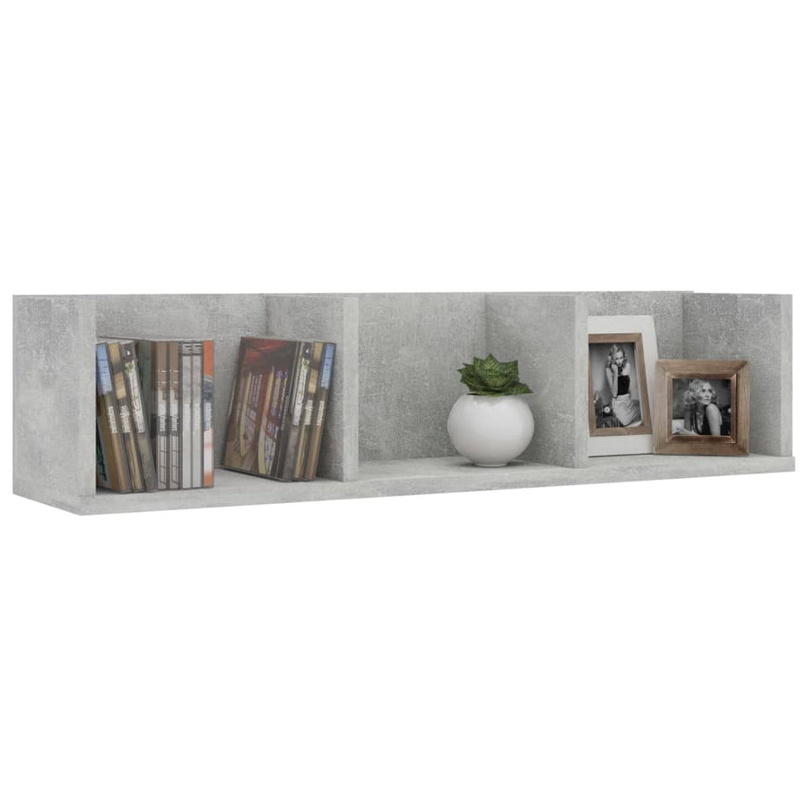 Cd-wandschap 75x18x18 cm bewerkt hout betongrijs Betongrijs