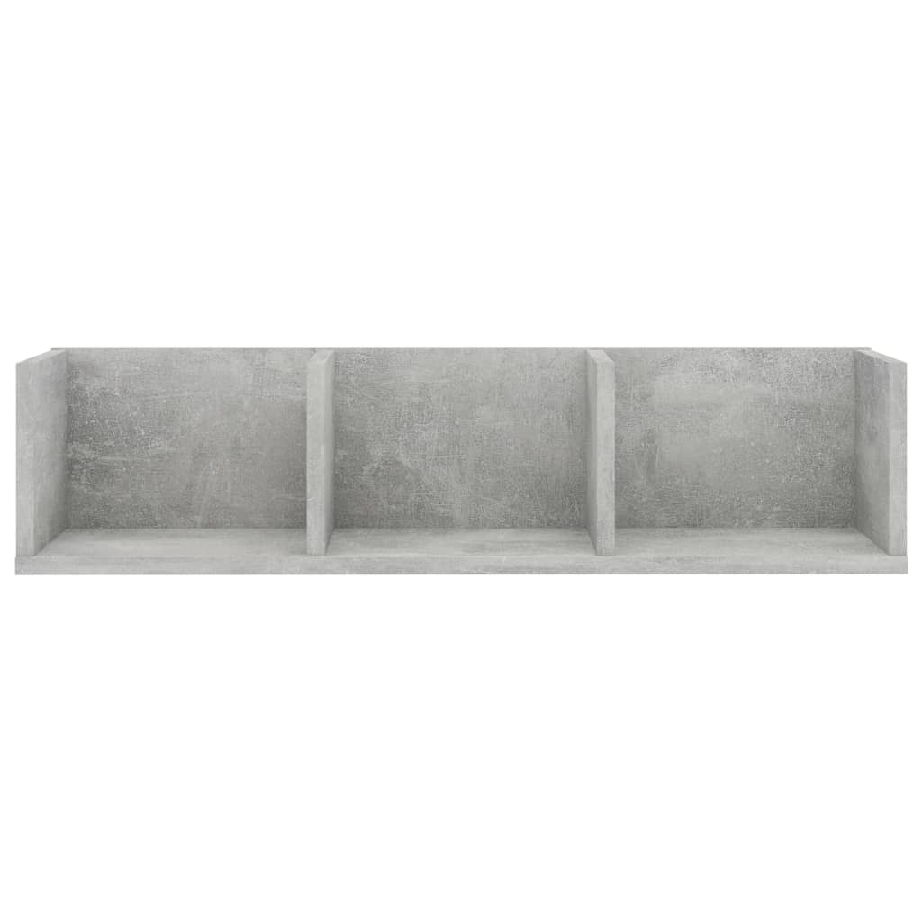 Cd-wandschap 75x18x18 cm bewerkt hout betongrijs Betongrijs
