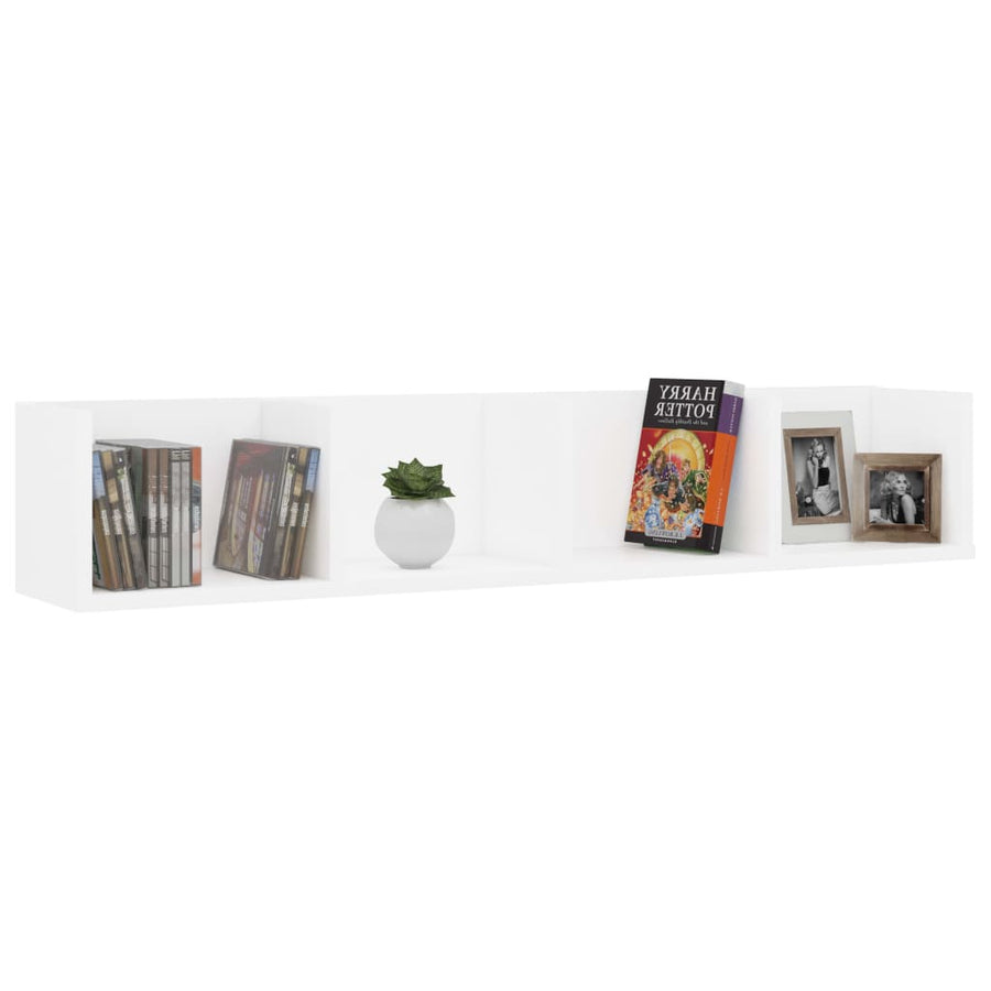 Cd-wandschap 100x18x18 cm spaanplaat wit Wit