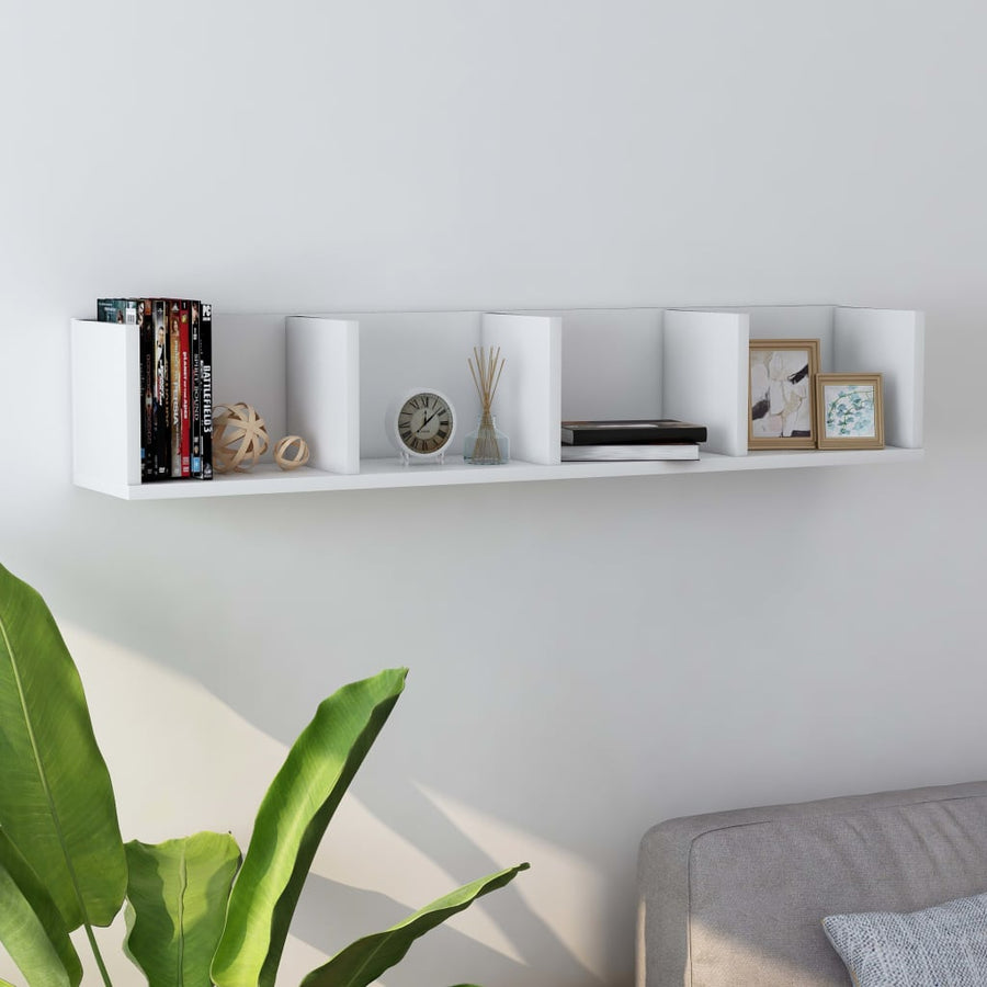 Cd-wandschap 100x18x18 cm spaanplaat wit Wit