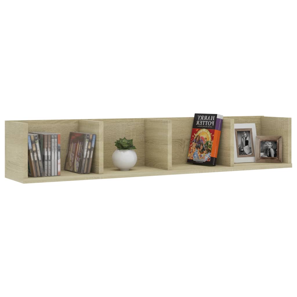 Cd-wandschap 100x18x18 cm spaanplaat sonoma eikenkleurig Sonoma eiken