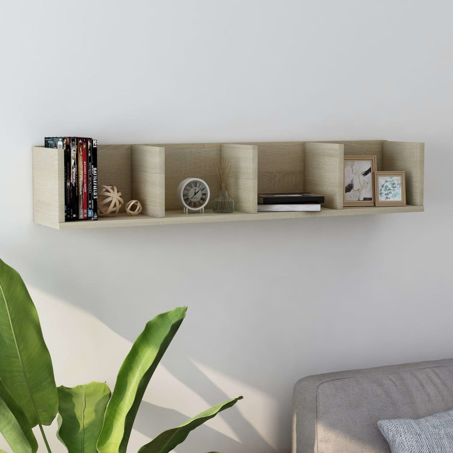Cd-wandschap 100x18x18 cm spaanplaat sonoma eikenkleurig Sonoma eiken
