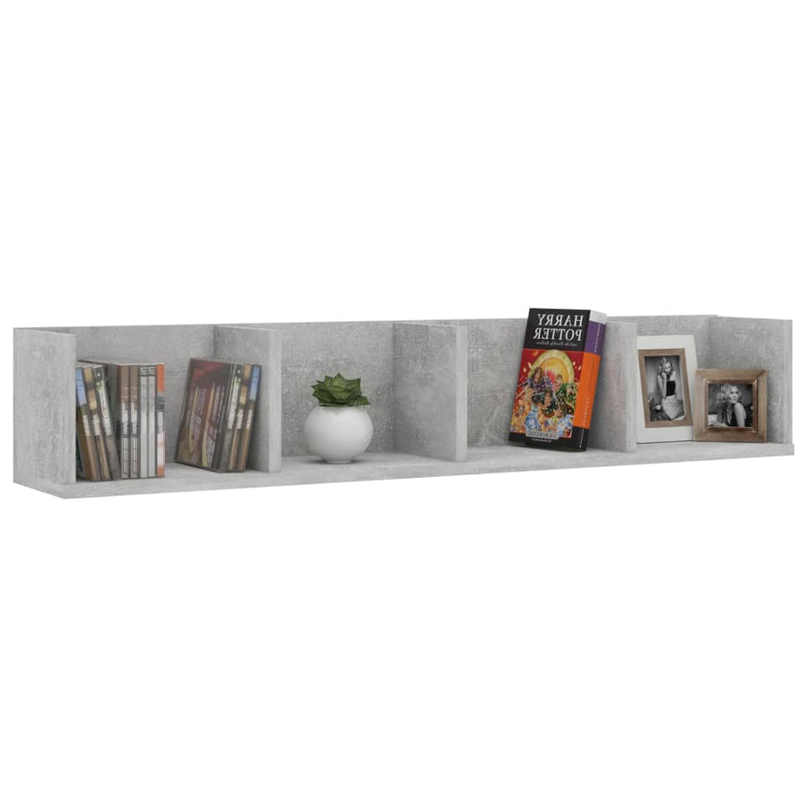 Cd-wandschap 100x18x18 cm spaanplaat betongrijs Betongrijs