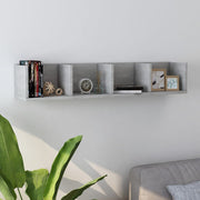 CD wall shelf 100x18x18 cm engineered wood concrete grey