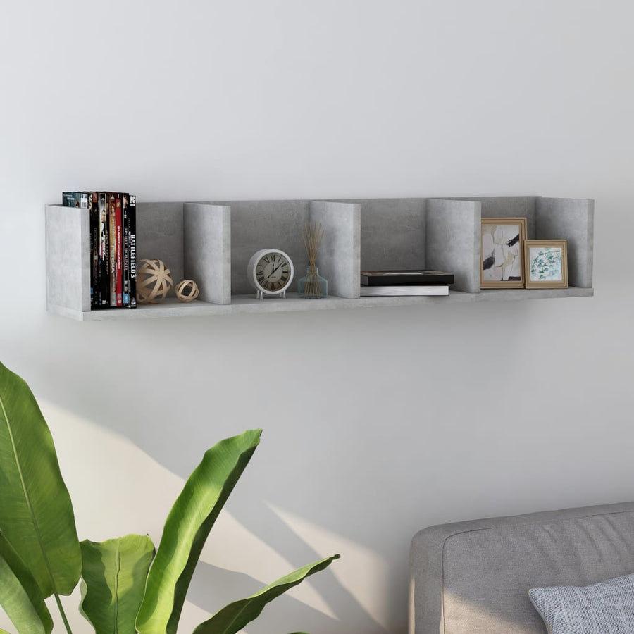 Cd-wandschap 100x18x18 cm spaanplaat betongrijs Betongrijs