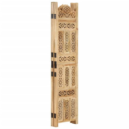 Kamerscherm 4 Panelen Handgesneden 160X165 Cm Massief Mangohout 4
