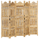 Room divider 5 panels hand-carved 200x165 cm solid mango wood
