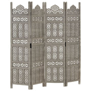 Kamerscherm 4 panelen 160x165 cm mangohout grijs