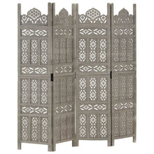 Kamerscherm Panelen Handgesneden 160X165 Cm Mangohout 4 Grijs