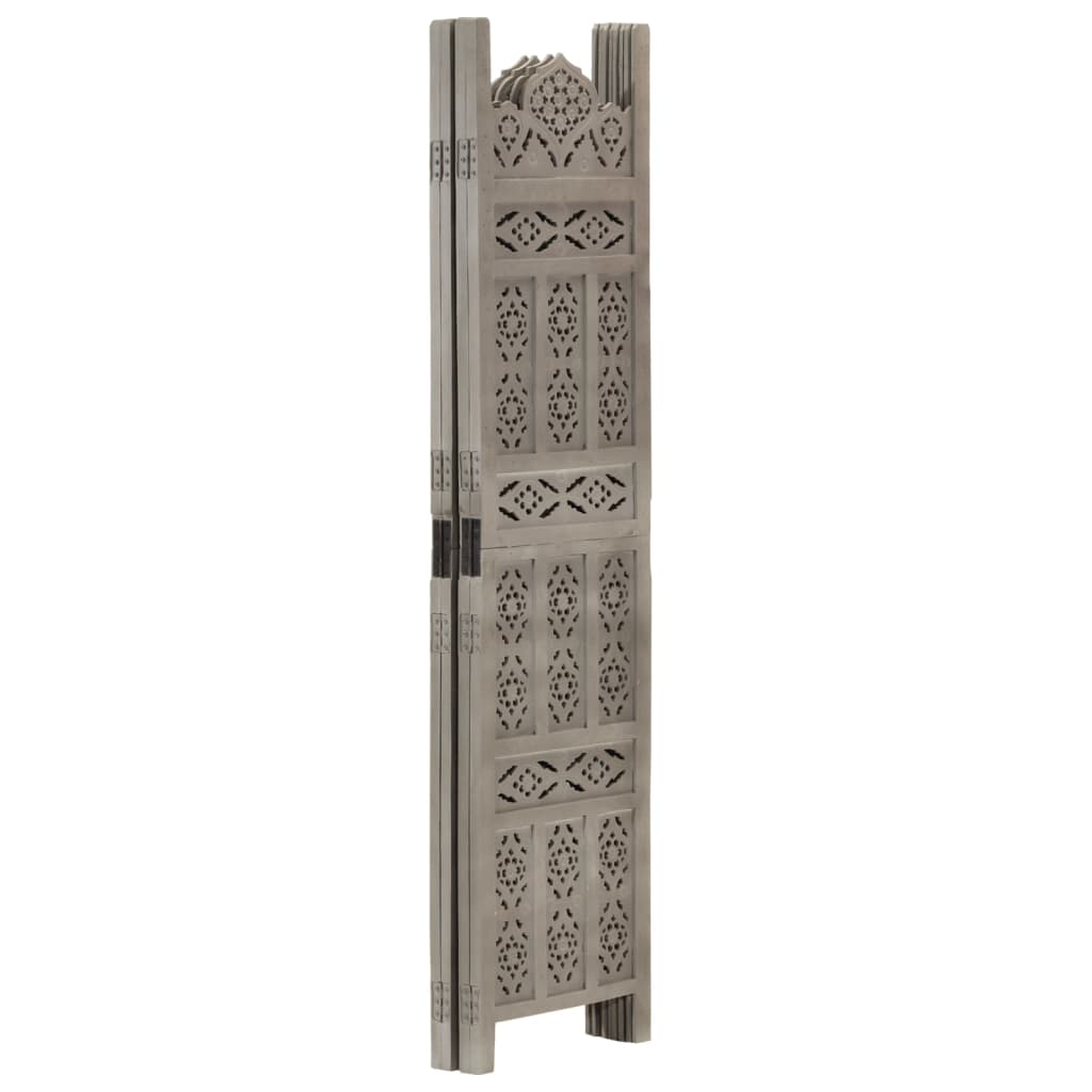 Kamerscherm Panelen Handgesneden 160X165 Cm Mangohout 4 Grijs