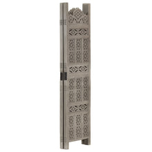 Kamerscherm Panelen Handgesneden 160X165 Cm Mangohout 4 Grijs