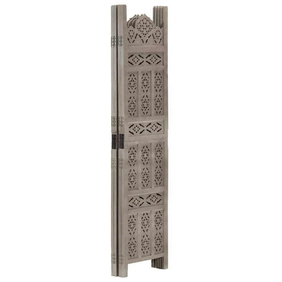 Kamerscherm Panelen Handgesneden 160X165 Cm Mangohout 4 Grijs