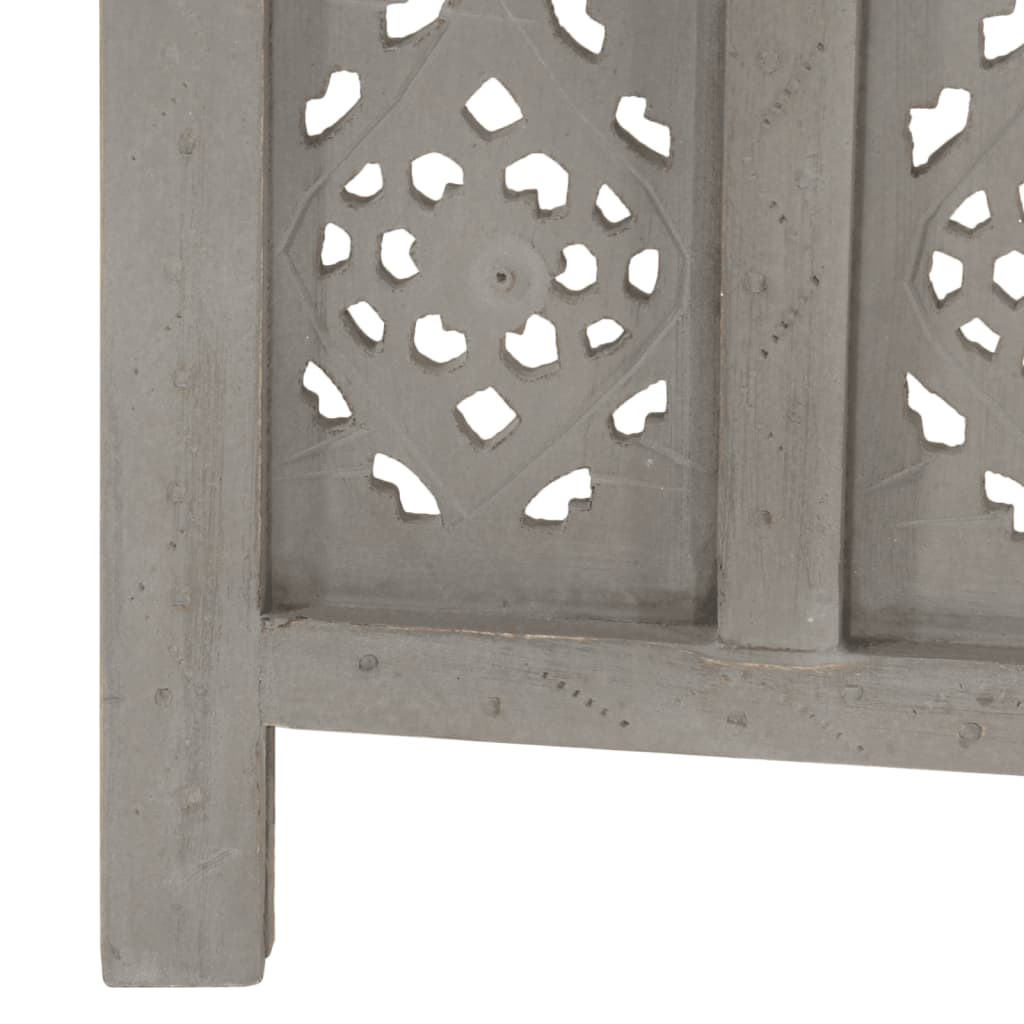 Kamerscherm Panelen Handgesneden 160X165 Cm Mangohout 4 Grijs