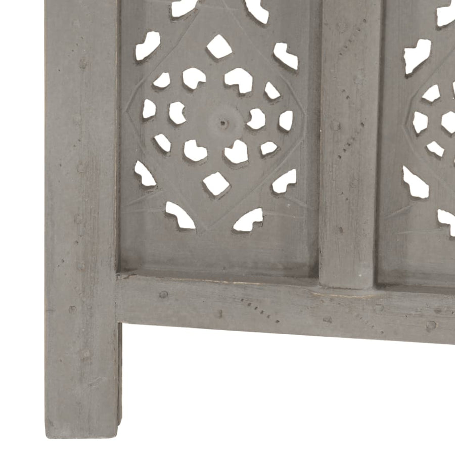 Kamerscherm Panelen Handgesneden 160X165 Cm Mangohout 4 Grijs
