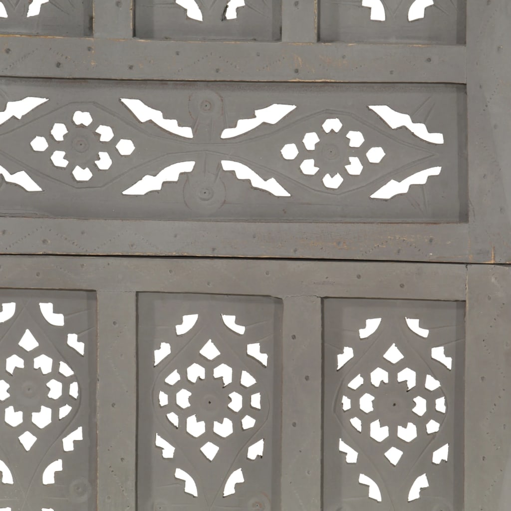 Kamerscherm Panelen Handgesneden 200X16 Cm Mangohout 5 Grijs