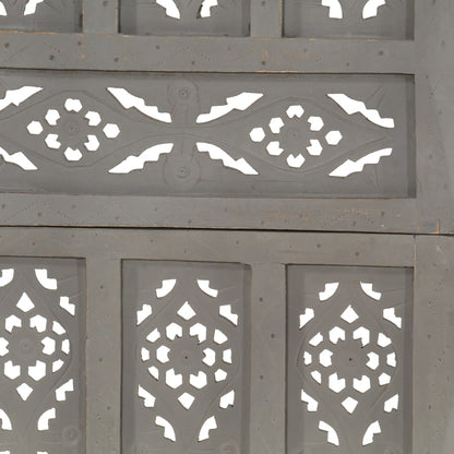 Kamerscherm Panelen Handgesneden 200X16 Cm Mangohout 5 Grijs
