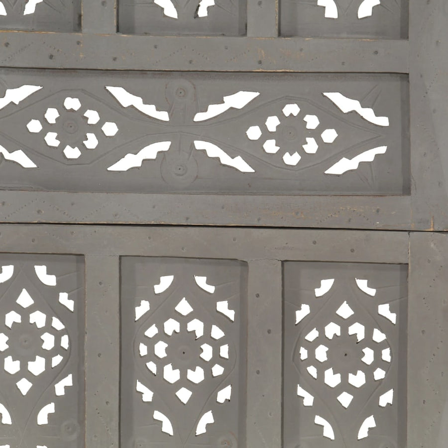 Kamerscherm Panelen Handgesneden 200X16 Cm Mangohout 5 Grijs