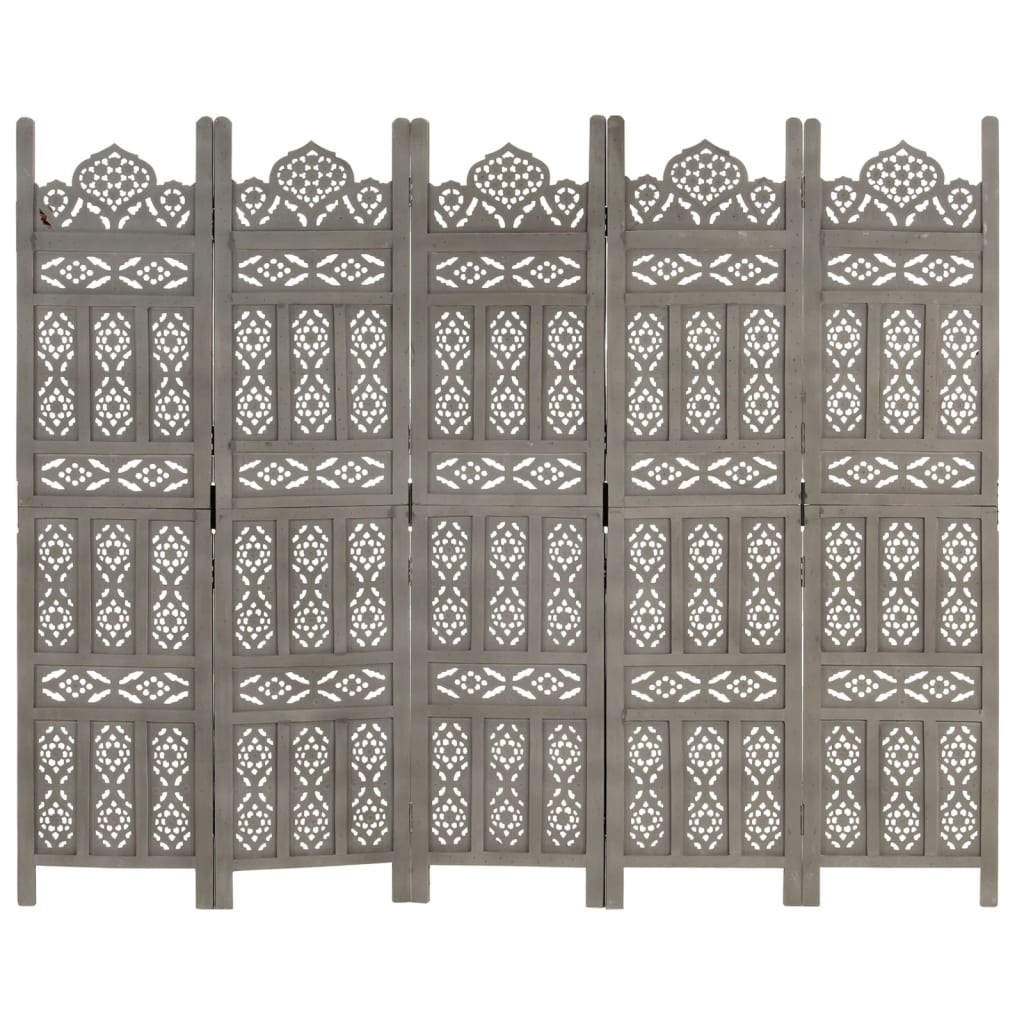Kamerscherm Panelen Handgesneden 200X16 Cm Mangohout 5 Grijs