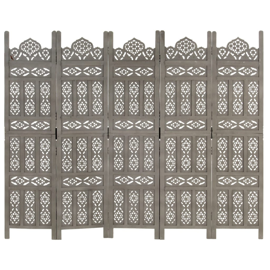 Kamerscherm Panelen Handgesneden 200X16 Cm Mangohout 5 Grijs