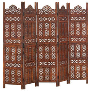 Kamerscherm 5 panelen 200x165 cm mangohout bruin