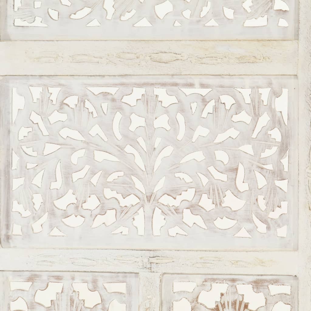 Kamerscherm Met Panelen Handgesneden 160X165 Cm Mangohout Wit
