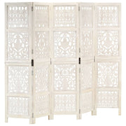 Kamerscherm 5 panelen 200x165 cm mangohout wit