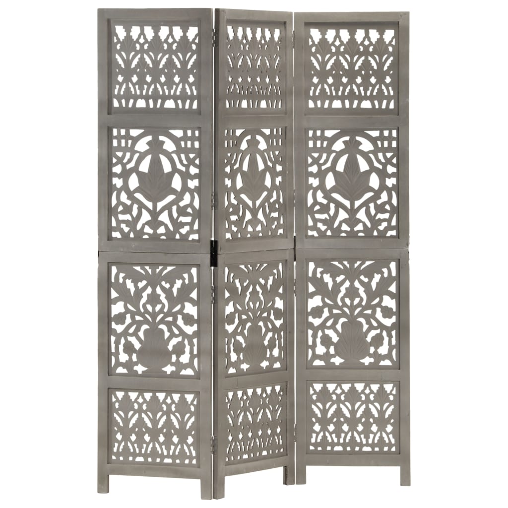 Kamerscherm Panelen Handgesneden 120X165 Cm Mangohout 3 Grijs