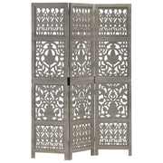 Kamerscherm 3 panelen 120x165 cm mangohout grijs