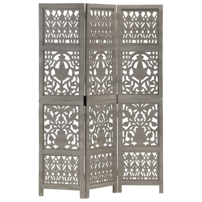 Kamerscherm Panelen Handgesneden 120X165 Cm Mangohout 3 Grijs