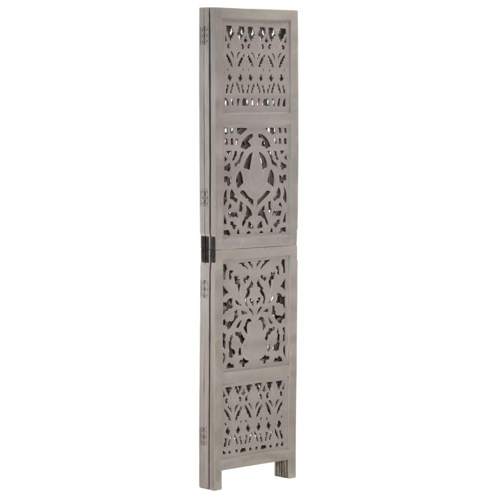 Kamerscherm Panelen Handgesneden 120X165 Cm Mangohout 3 Grijs
