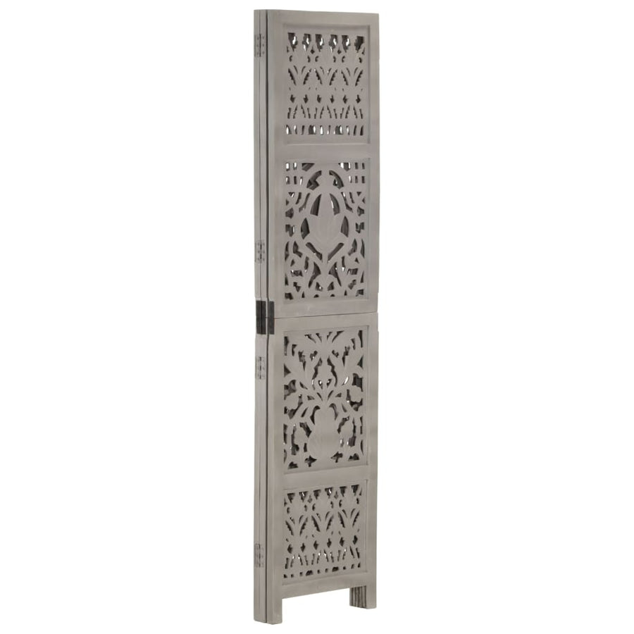 Kamerscherm Panelen Handgesneden 120X165 Cm Mangohout 3 Grijs