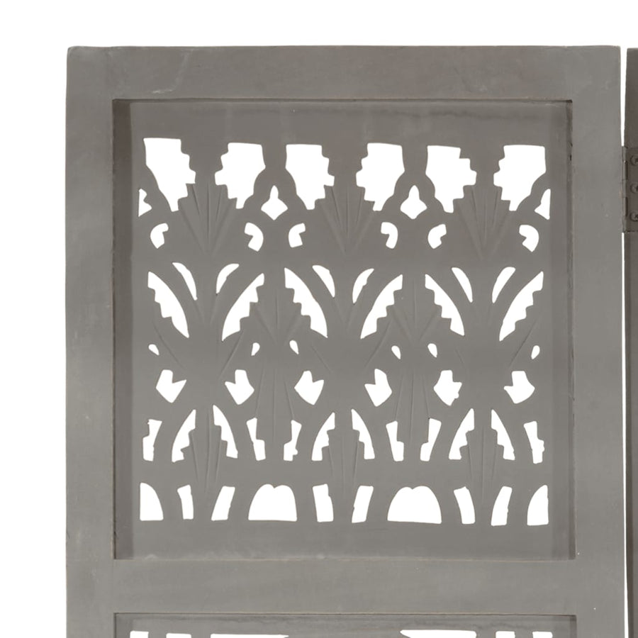 Kamerscherm Panelen Handgesneden 120X165 Cm Mangohout 3 Grijs