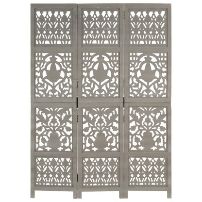 Kamerscherm Panelen Handgesneden 120X165 Cm Mangohout 3 Grijs