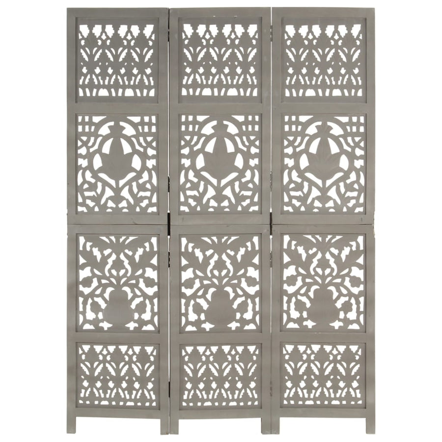 Kamerscherm Panelen Handgesneden 120X165 Cm Mangohout 3 Grijs