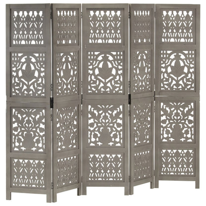 Kamerscherm Panelen Handgesneden 200X16 Cm Mangohout 5 Grijs